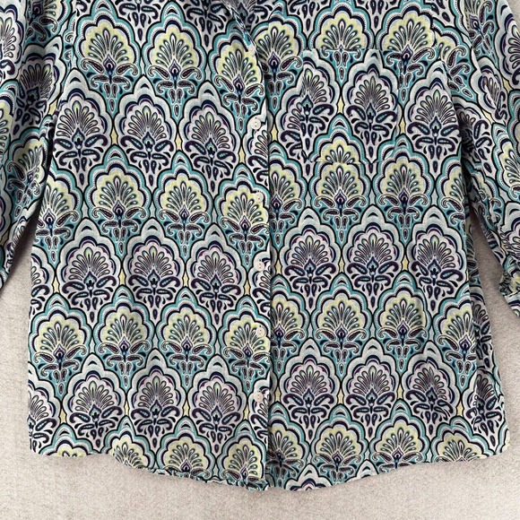 Chicos Shirt Womens 2 (LARGE) No-Iron 100% Linen Button-Up 3/4 Sleeve EUC - Picture 4 of 15